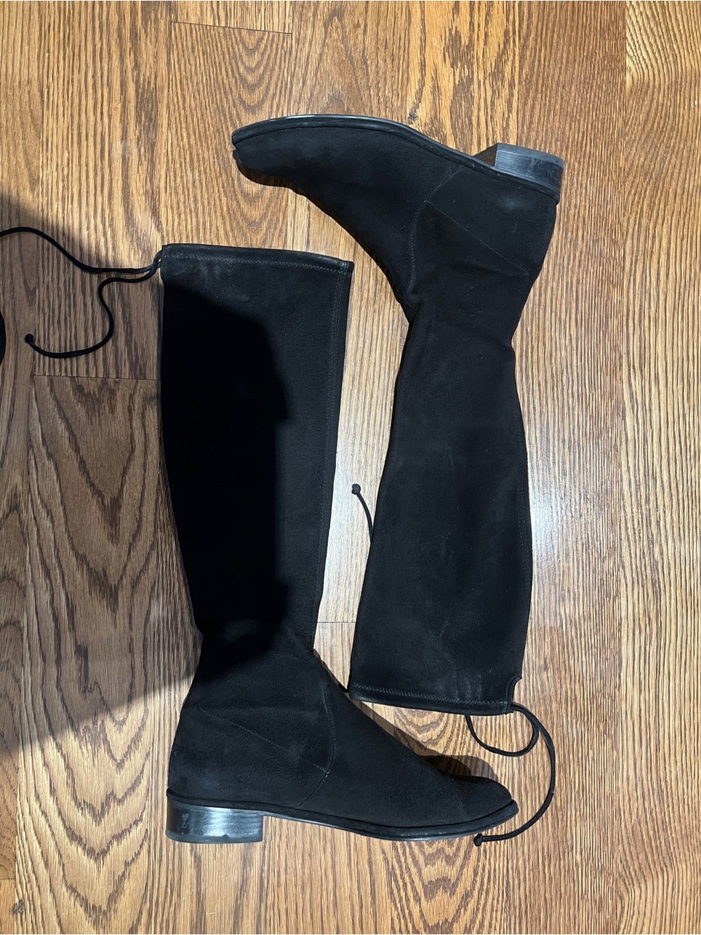 Stuart Weitzman Kneezie Black Suede Boots, 8.5
